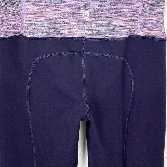 Lululemon Womens Gather & Crow Crop II Full On Luon Black Grape Space Dye Size 4 - Picture 4 of 12
